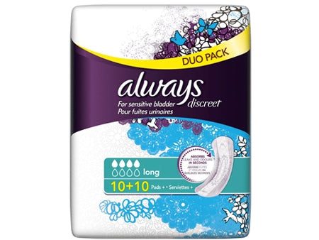 Always Discreet Long Pads (20 Pack) Supply