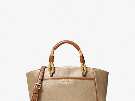 Talia Small Metallic Cotton Canvas Tote Bag For Cheap