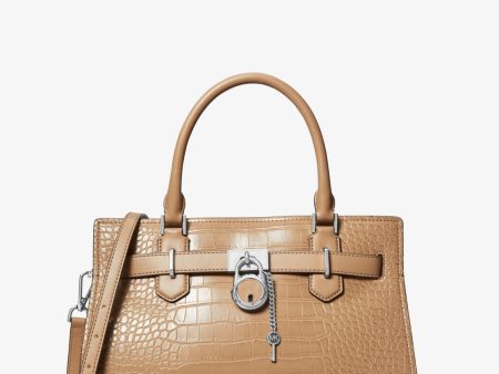 Hamilton Medium Crocodile Embossed Faux Leather Satchel For Sale