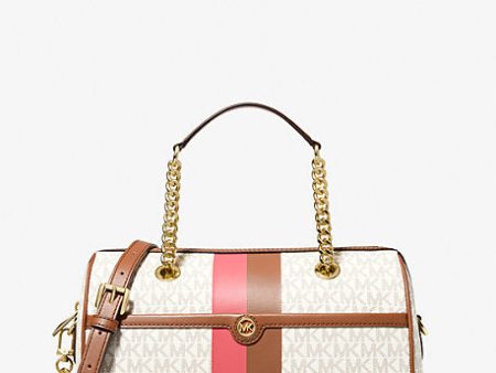 Blaire Medium Logo Stripe Satchel on Sale