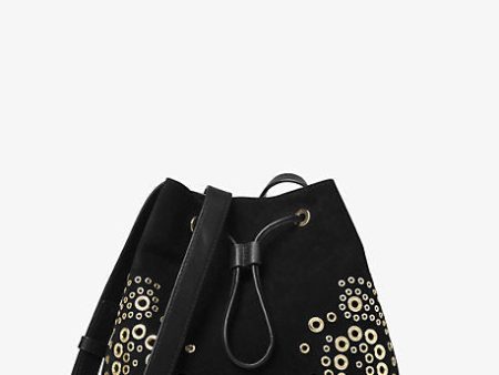 Cary Small Grommeted Suede Bucket Bag on Sale