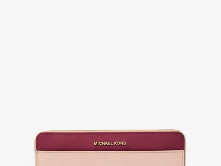 Color-Block Saffiano Leather Continental Wallet Hot on Sale