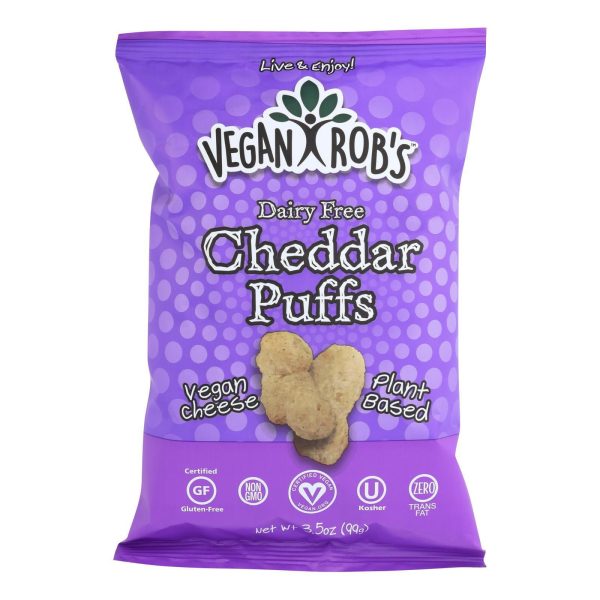 Vegan Rob s Dairy Free Puffs - Cheddar - Case Of 12 - 3.5 Oz Fashion