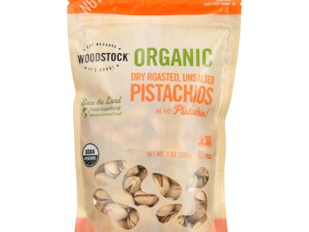 Woodstock Organic Pistachios, Dry Roasted And Unsalted - Case Of 8 - 7 Oz on Sale