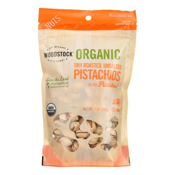 Woodstock Organic Pistachios, Dry Roasted And Unsalted - Case Of 8 - 7 Oz on Sale