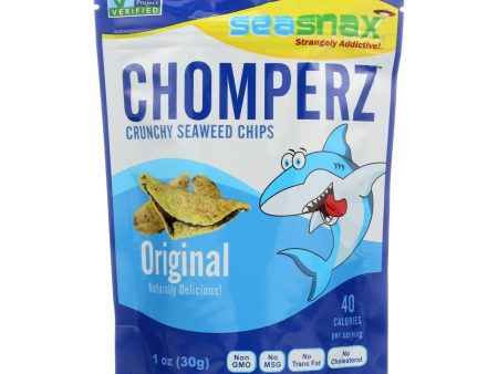 Seasnax Chomperz Crunchy Seaweed Chips - Original - Case Of 8 - 1 Oz. Supply