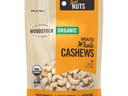 Woodstock Organic Whole Cashews, Unsalted - Case Of 8 - 7 Oz on Sale