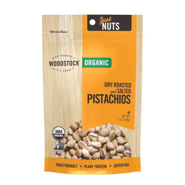 Woodstock Organic Pistachios, Dry Roasted And Salted - Case Of 8 - 7 Oz Sale