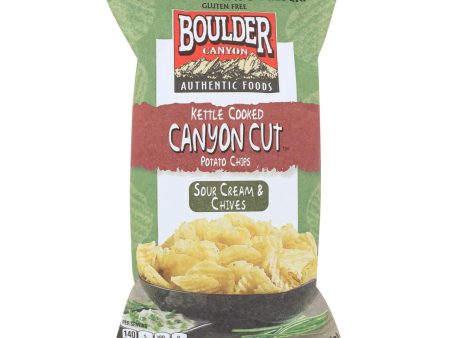 Boulder Canyon - Kettle Cooked Canyon Cut Potato Chips -sour Cream & Chives - Case Of 12 - 6.5 Oz For Sale