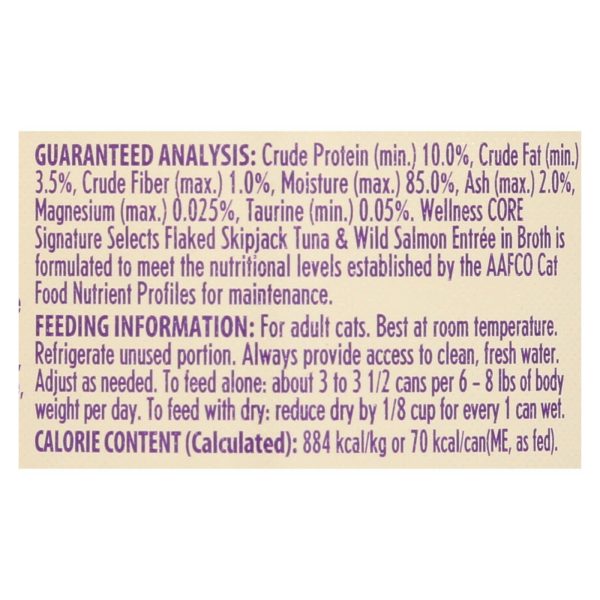 Wellness Pet Products - Signature Selects Cat Food - Skipjack Tuna And Wild Salmon Entree In Broth - Case Of 12 - 2.8 Oz. Online Hot Sale