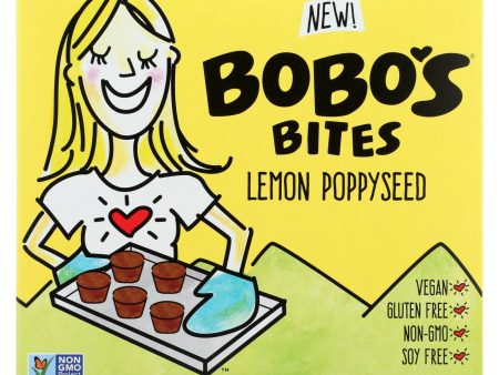 Bobo s Oat Bars - Oat Bites Lemon Poppyseed - Case Of 6-5 1.3 Oz For Sale