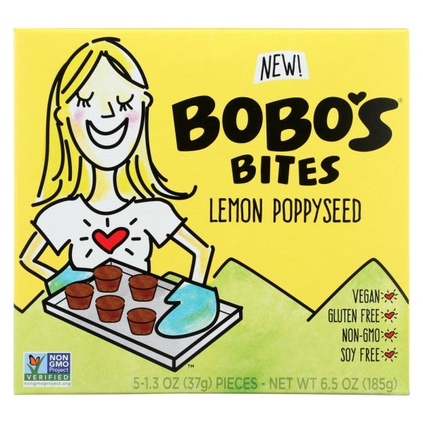 Bobo s Oat Bars - Oat Bites Lemon Poppyseed - Case Of 6-5 1.3 Oz For Sale