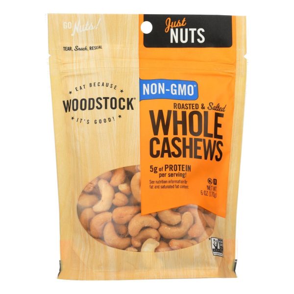 Woodstock Non-gmo Whole Cashews, Roasted And Salted - Case Of 8 - 6 Oz Cheap